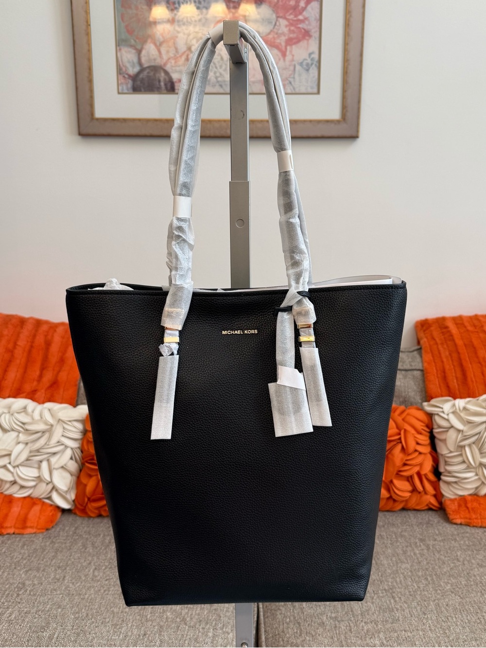 NWT Michael Kors Quinn Large Black Leather North South Tote $258 MSRP